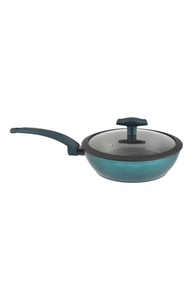 Perfect Home Sea Line 24 cm Aluminum Wok with Non-Slip Coating and Glass Lid,...
