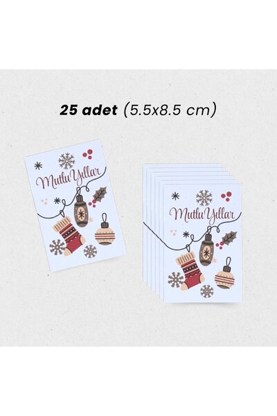 roco paper Yılbaşı Mutlu Yıllar Yazılı Hediye Kart Seti, Çorap Temalı Paketle...