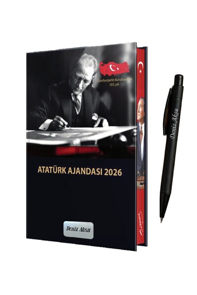 Bk Gift Kişiye Özel Premium 2026 Kenar Baskılı Atatürk Ajandası & Tükenmez Ka...