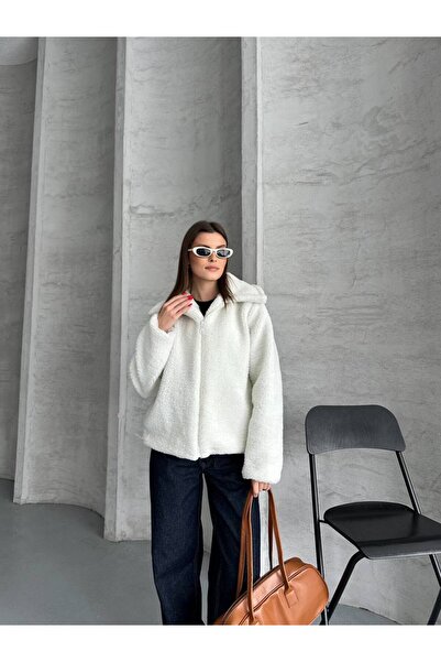 Bella Breeze Kadın Fermuarlı Peluş Ceket