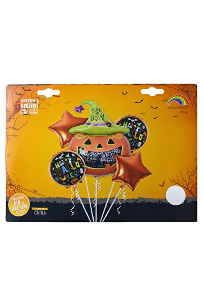 doneel Halloween Foil Balloons Mylar Pumpkin Star Balloons- 5pcs