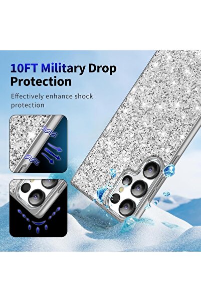 Generic S25 Ultra Glitter Case for Samsung Galaxy S25 Ultra 5G Phone Case for Women Girls - Grey