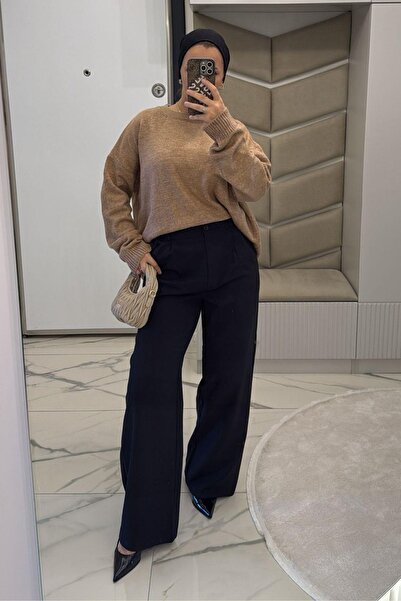 megapol giyim Kadın Siyah Palazzo Pantolon