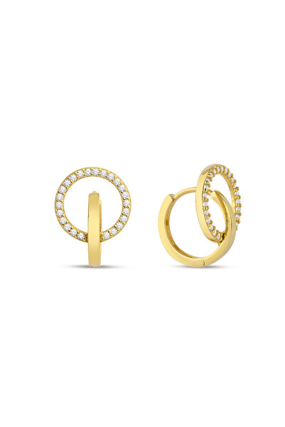 ADOR ALTIN TAŞLI İÇ İÇE HALKA KÜPE