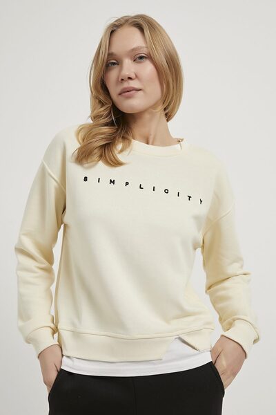 Arma Life سترة نسائية من أرمالايف 4017 بياقة دائرية مزخرفة ومتباينة الألوان