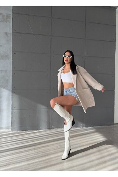 aspirin fashion YENİ SEZON OVERSİZE ÖNDEN DÜĞMELİ KOL DETAYLI KAŞE MONT