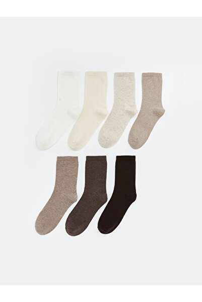 LC Waikiki Rmz Gi̇yi̇m Farkiyla Women's Flat Socks 7-Pack