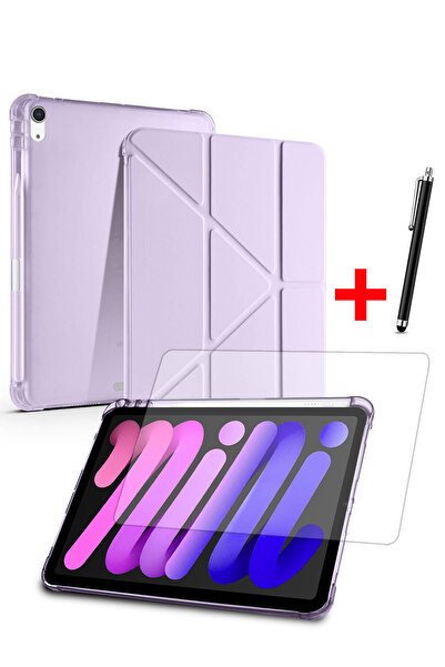 Nezih Case Apple iPad Mini 7 / iPad Mini 6 Uyumlu Uyku Modlu Standlı Akıllı Kılıf Ekran Koruyucu ve Kalem Set