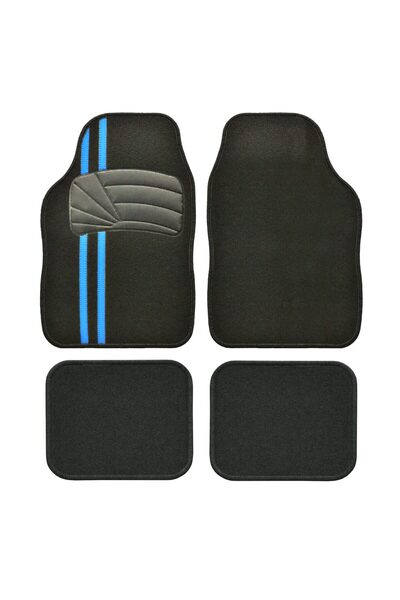 RO GROUP Covorașe auto universale Custo Tiger, mochetă, negre cu inserție albastră, 4 bucăți