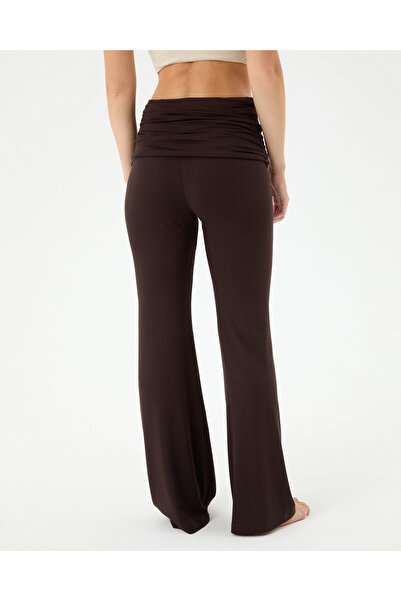 Ayma Active Brown Foldable Waist Lounge Pants