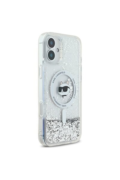 Karl Lagerfeld Case for IPhone 16, Liquid Glitter MagSafe - Transparent