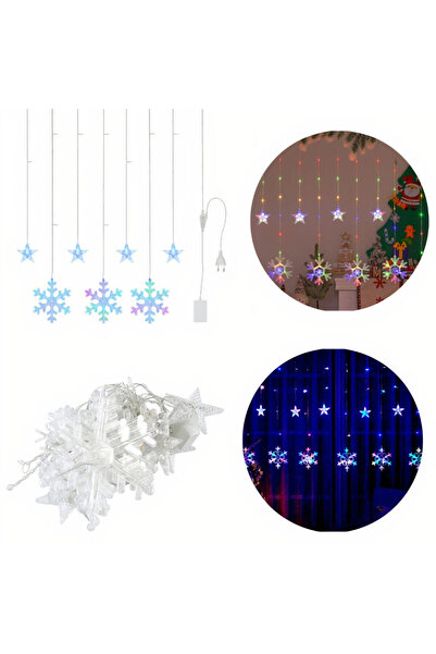 JML Instalație LED de Crăciun 5m cu 10 capete, modele stea și fulg de zăpadă,...