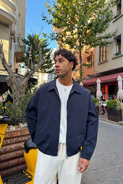 Flaw Wear Gömlek Yaka Bomber İnce Ceket Lacivert