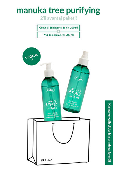 Ziaja Manuka Ağacı Arındırıcı Tonik 200ml + Temizleme Jeli 200ml 2'li Avantaj...