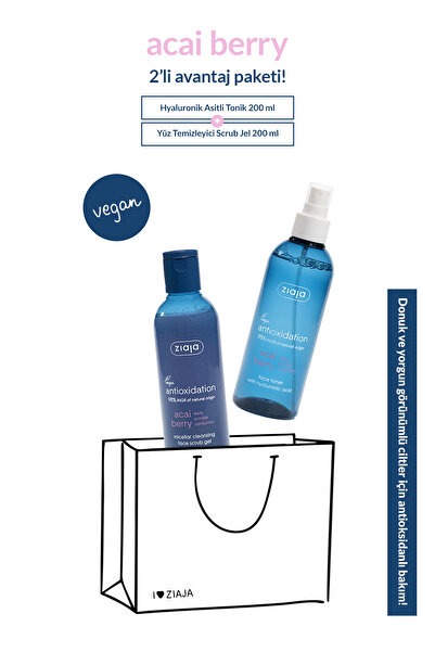 Ziaja Acai Berry Hyaluronik Asitli Tonik 200ml + Yüz Temizleyici Scrub Jel 20...