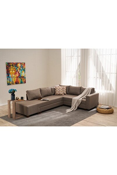 Rabi Aly Serisi Yataklı Sandıklı Köşe Koltuk Kahve Arzilla Sol