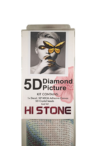 histone 5D Elmas Taş İşleme Kiti 40x50 cm Kadın ve Kelebek Desen