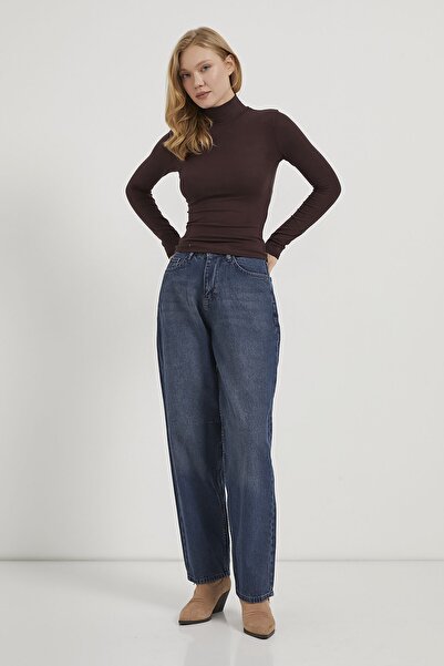 Arma Life Women's Turtleneck Basic Soft Tight Stretchy Brown Bodysuit