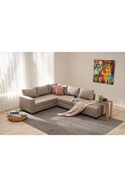Rabi Aly Serisi Yataklı Sandıklı Köşe Koltuk Bej Sağ