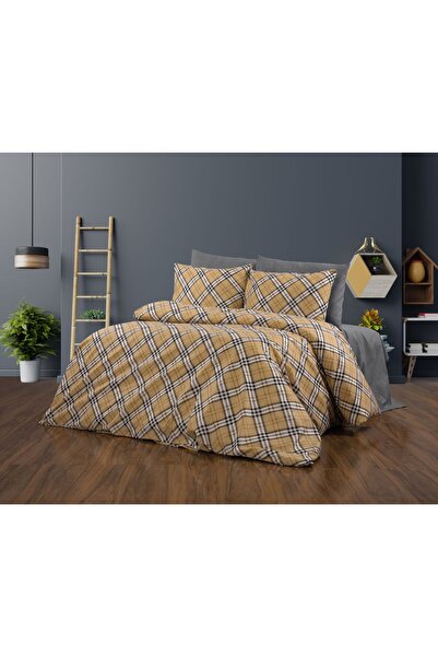Gasel Home Double Size Cotton Plaid Pattern Ranforce Fabric Sheet Fitted Shee...