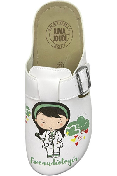 TECOS Tecos® Women's Sanitary Clogs - White with Printed , size 41, 26 centimeters