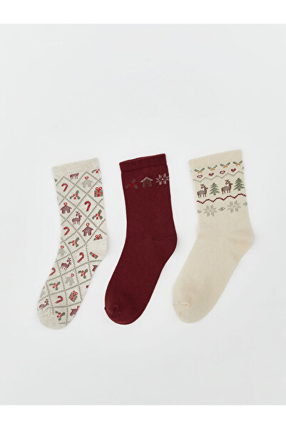LC Waikiki Christmas Printed Ankle Socks for Women 3 Pack