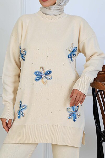 benguen Σετ Πλεκτά Λουλούδια S1006 Χρώμα Πέτρας