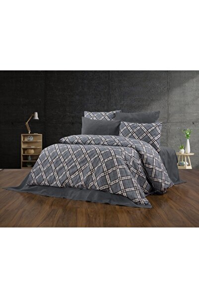 Gasel Home طقم غطاء لحاف مطاطي من القطن بنمط مربعات مزدوجة (نمط مربعات)
