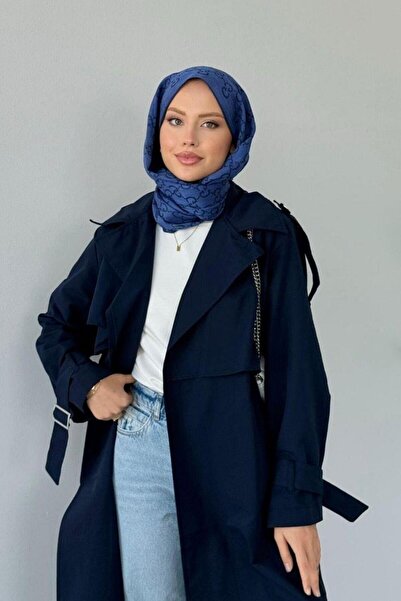 Şulemoda Giyim معطف إيكرا ريزنلي ترنش كوت باللون الأزرق الداكن