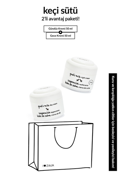 Ziaja Keçi Sütü Nemlendirici Gündüz Yüz Kremi 50ml + Gece Yüz Kremi 50ml 2'li Avantaj Paketi