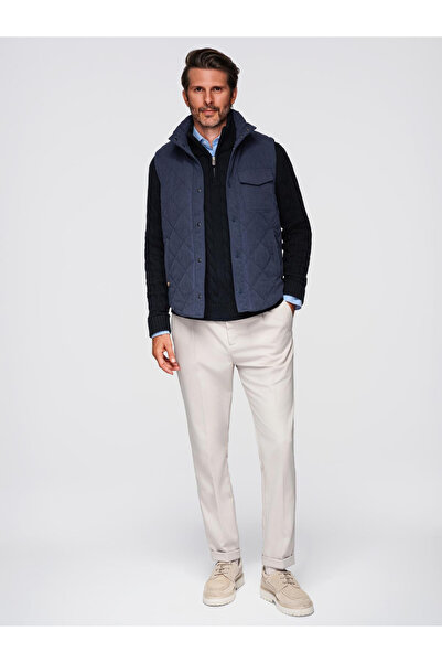 OMBRE Men's Piqué Vest with Peach Effect - Navy V2 OM-JAVJ-0277