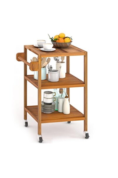 Genel Markalar Interbuild Masif Akasya,holger Mutfak Servis Arabası,520x520x8...