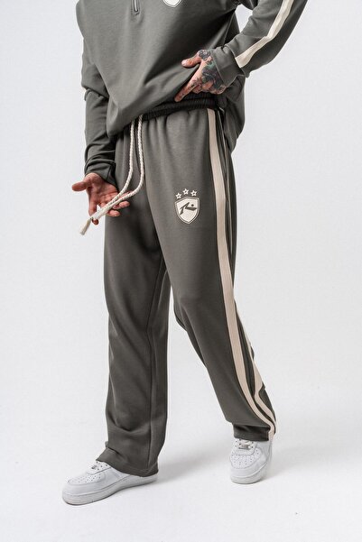 Respire Men's Stripe Detailed Modal Baggy Sweatpants Khaki