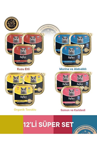 Reflex Plus Karışık Set 12'li Yetişkin Kedi Maması – 12 × 85 g