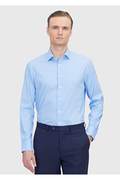 Ramsey Light Blue Regular Fit Woven Classic Cotton Blended Shirt