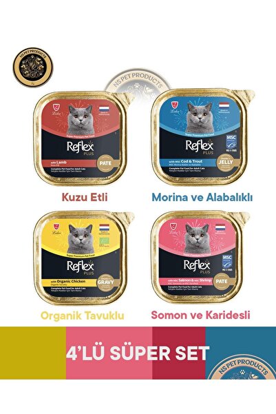 Reflex Plus Karışık Set 4'lü Yetişkin Kedi Maması – 4 × 85 g