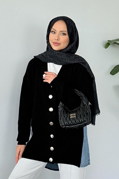 Şulemoda Giyim Ritim Yan Back Denim Cardigan Black