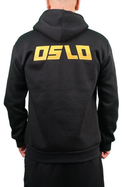 Oslo Bear Black Embroidered Hooded Sweatshirt