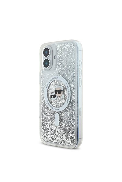 Karl Lagerfeld Case for IPhone 16, Liquid Glitter MagSafe - Transparent