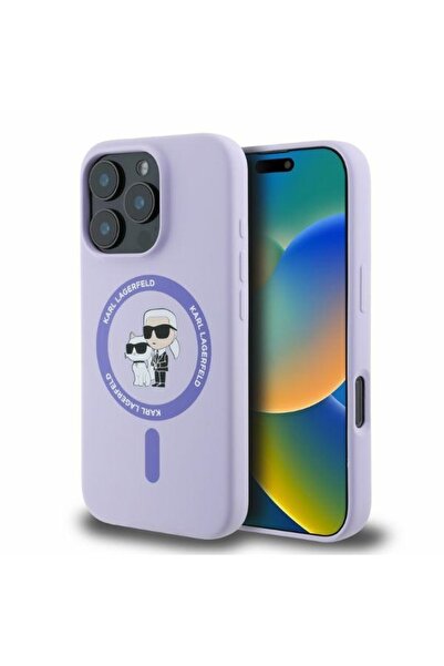 Karl Lagerfeld Case for IPhone 16 Pro, Silicone MagSafe - Purple