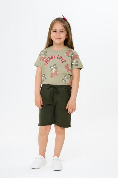 RAPAPA Girl's Summer Lycra Combed Cotton Bottom Top Shorts Set 2998 Green