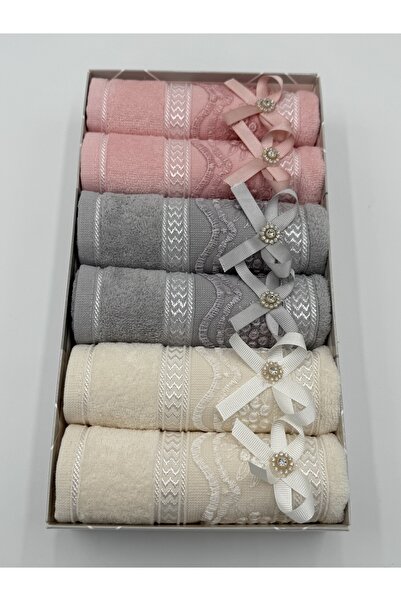 AYHANHOME 6-Piece Bow-Stone Guipure Boxed Dowry Set 30X50 Velvet Kitchen Towel