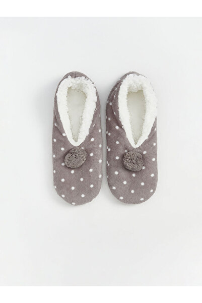 LC Waikiki Γκρι πουά γυναικείες κάλτσες για το σπίτι με αντιολισθητική σόλα