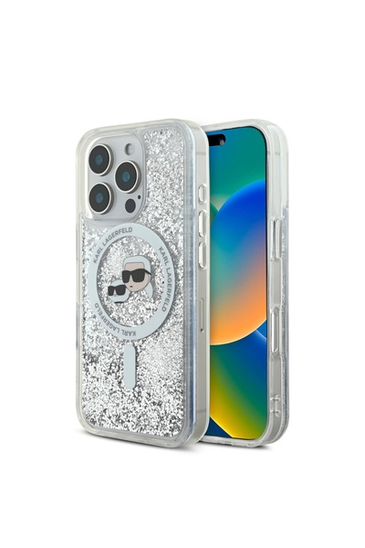 Karl Lagerfeld Θήκη για iPhone 16 Pro, Υγρό Glitter MagSafe - Διαφανής