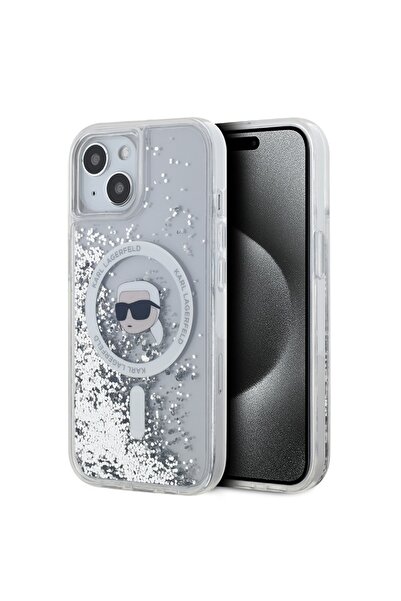 Karl Lagerfeld Case for IPhone 15, Liquid Glitter MagSafe - Transparent