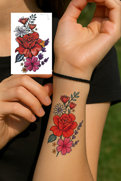 TAKIŞTIR Geçici Çiçek Figürlü Mini Dövme Tattoo