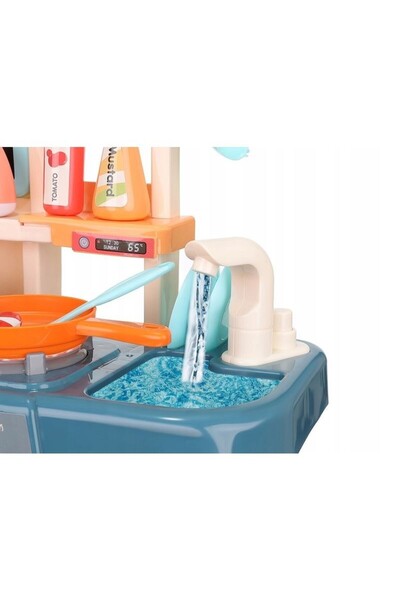 PROCART Children's kitchen, sound effects, steam, lights, 42accessories, water circuit with tap, 63x45x22cm