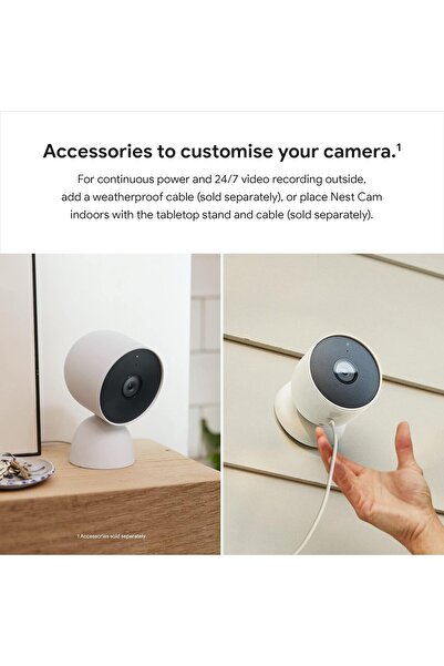 Google كاميرا Nest Cam داخلية/خارجية (بطارية) عبوة من قطعتين باللون الأبيض
