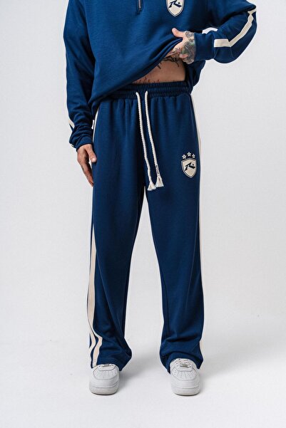 Respire Ανδρικό παντελόνι Modal Baggy με λεπτομέρεια ρίγες σε μπλε ναυτικό