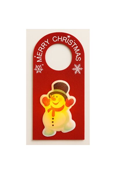 OEM LED Christmas Ornament for Door Handle or Wall, Snowman Design, 21 x 10.5 cm, Red Felt